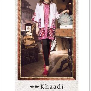 Khaadi white Pakistani kimono jacket embroidered